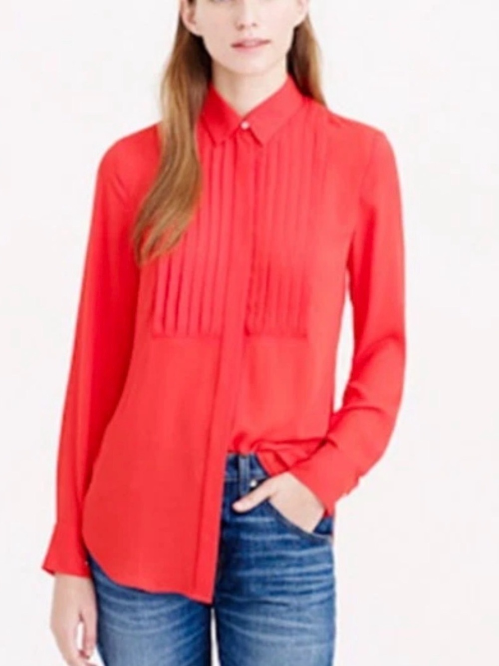 J.CREW Drapey Tuxedo Blouse Red